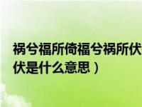 祸兮福所倚福兮祸所伏是什么意思啊（祸兮福所倚福兮祸所伏是什么意思）