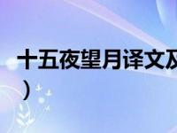 十五夜望月译文及注释（十五夜望月译文翻译）