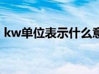 kw单位表示什么意思（kw是什么计量单位）