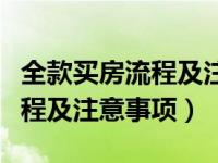 全款买房流程及注意事项有哪些（全款买房流程及注意事项）