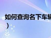 如何查询名下车辆的行程（如何查询名下车辆）