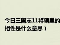 今日三国志11将领里的相性是什么意思（三国志10里武将的相性是什么意思）