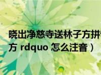 晓出净慈寺送林子方拼音怎么写（ldquo 晓出净慈寺送林子方 rdquo 怎么注音）