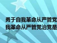 勇于自我革命从严管党治党是我们党最鲜明的品格（勇于自我革命从严管党治党是我们党）