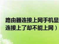 路由器连接上网手机显示不能上网怎么回事（为什么路由器连接上了却不能上网）