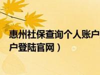 惠州社保查询个人账户登陆入口在哪（惠州社保查询个人账户登陆官网）