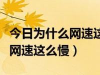 今日为什么网速这么慢如何提高网速（为什么网速这么慢）