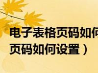 电子表格页码如何自定义开始页码（电子表格页码如何设置）